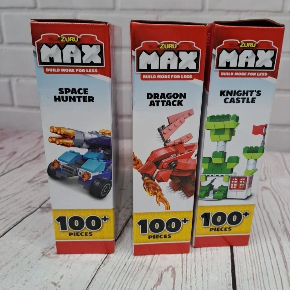 Lot of 3 Zuru Max Build, Space Hunter, Dragon Attack, Knights Castle, Sealed NIB